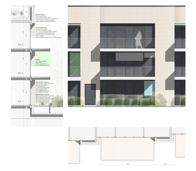 Fassadendetail Innenhof – Plan: IFUB*/Steidle