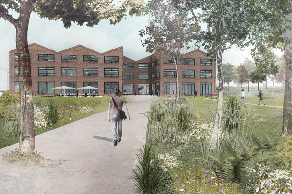 Perspektive Eingang Park – Rendering: Würschinger/IFUB*