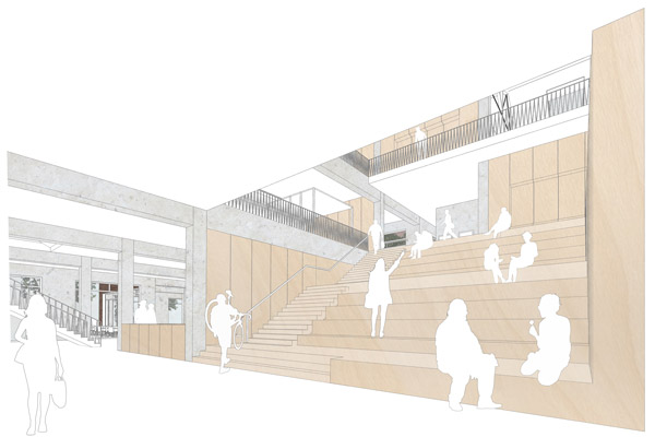 Perspektive Aula – Skizze: Würschinger/IFUB*