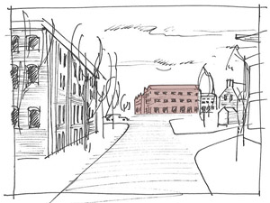 Blick aus Altstadt – Skizze: Würschinger/IFUB*