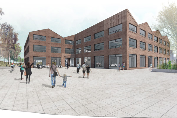 Perspektive Eingang – Rendering: WÜRSCHINGER/IFUB*