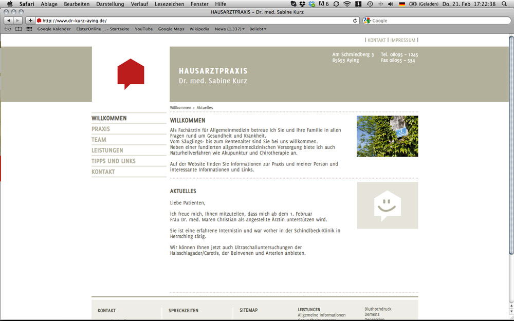 KLICK! – zur Website – Website der Praxis – Design: Johanna Kurz